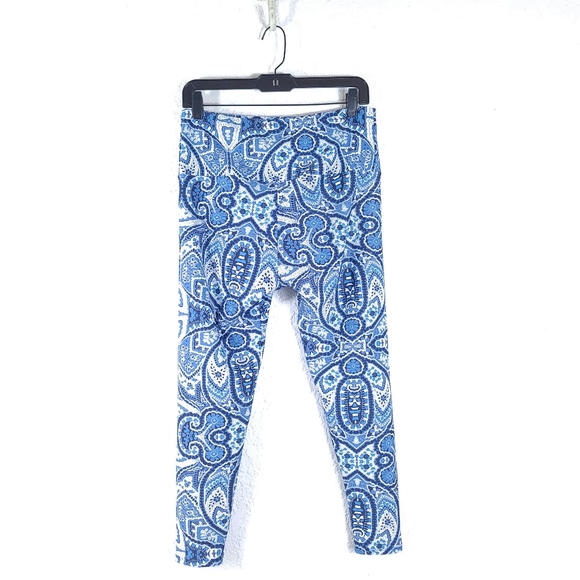Onzie High Waisted Paisley Print Blue Leggings - Picture 6 of 10